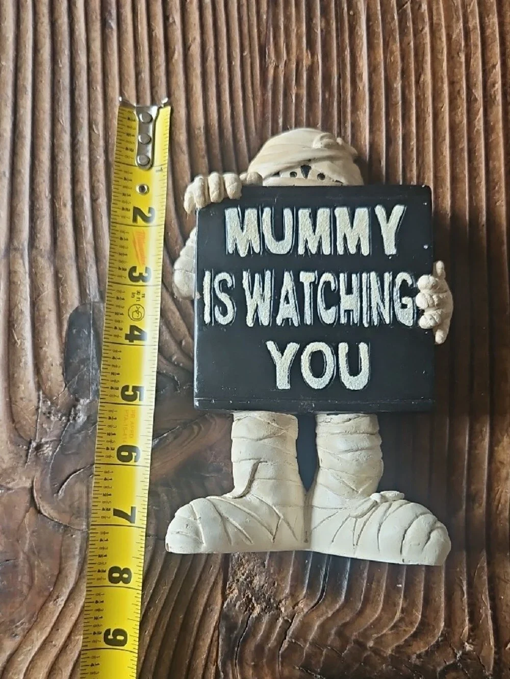 Mummy Is Watching You Halloween Wall Decor - Cream & Black